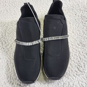 NORDSTROM RACK Womens Size 9.5 Lisbon Slip-on Sneakers Black Crystal Rhinestones